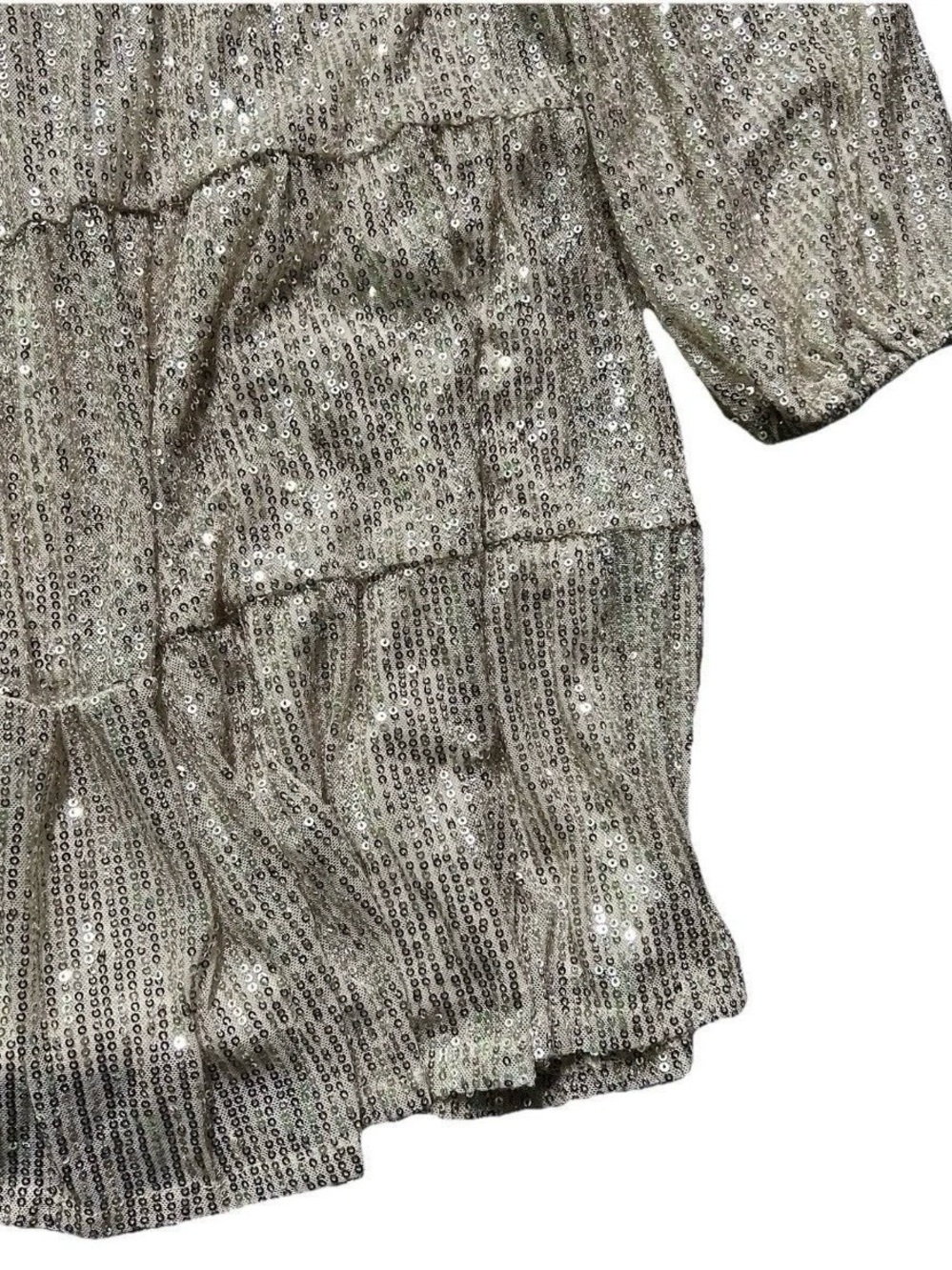 NWT Women’s Cable & Gauge Champagne Sequin Long Sleeve Dress Large New Years Eve - Picture 2 of 3